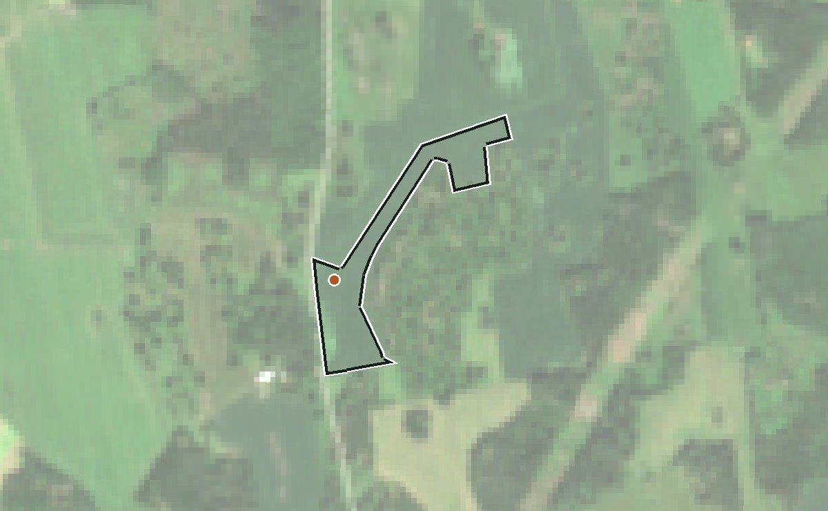 Sentinel-2 photo with the field outlined and the read point marked